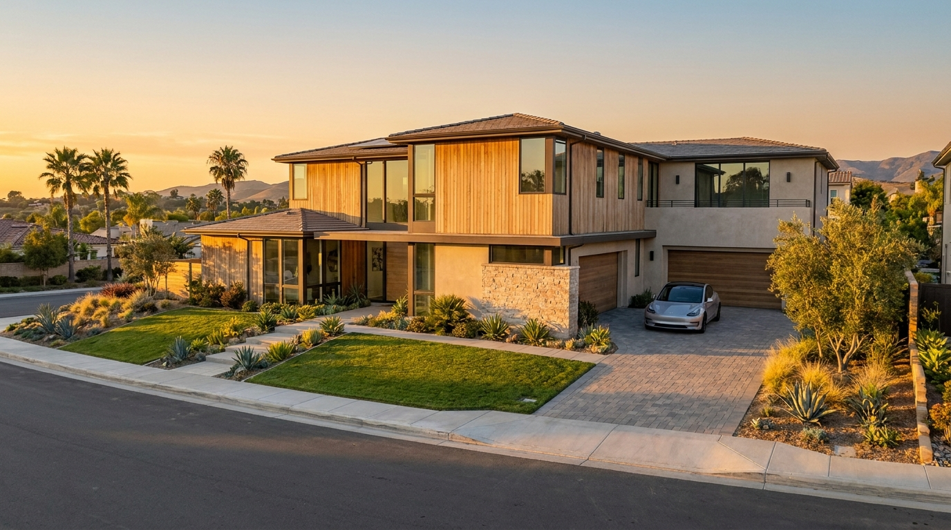 Modern single-family home exterior in an Irvine planned community