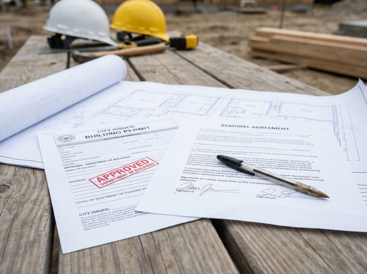 Building permits and contractor contract documents