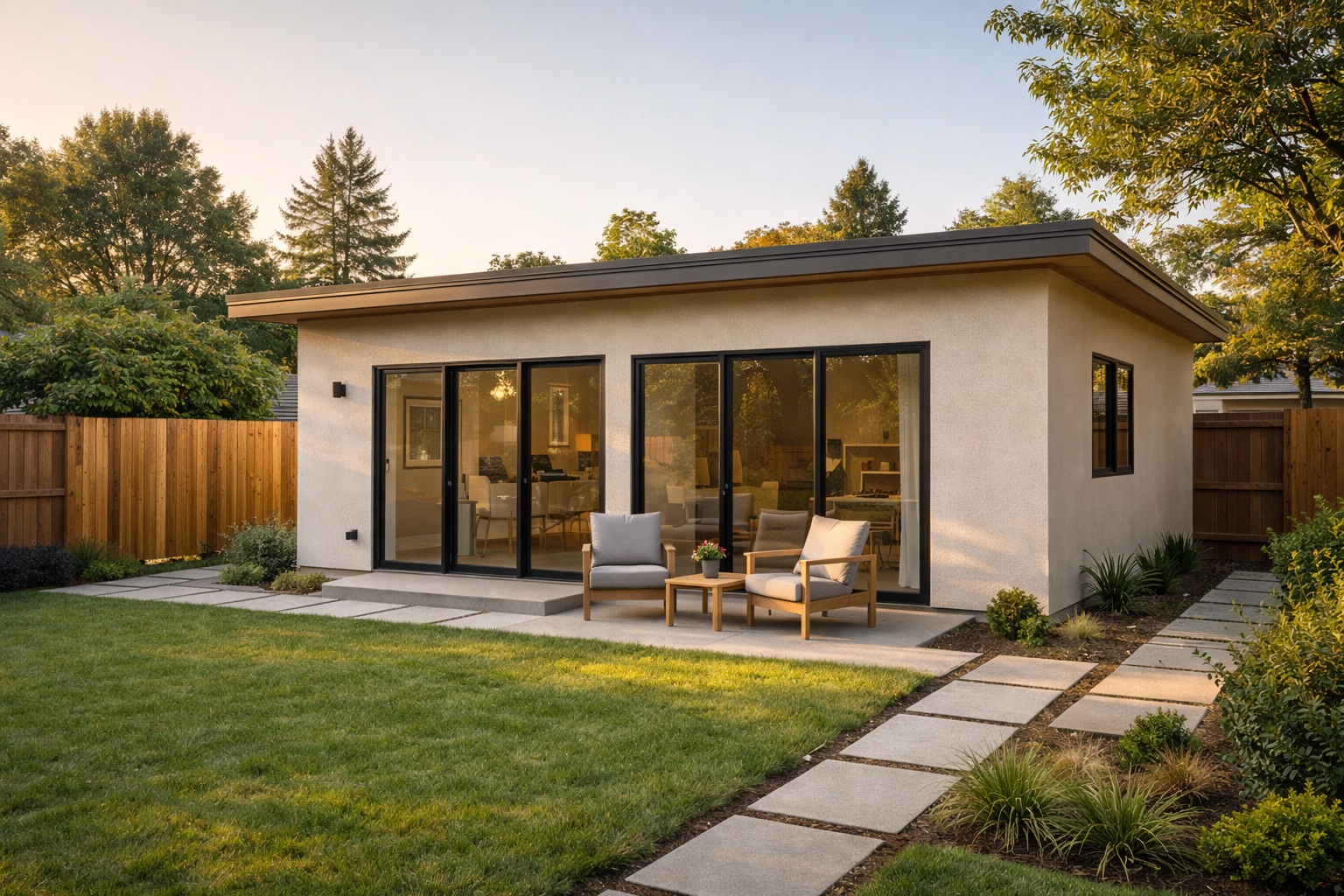 Modern detached ADU unit in an Orange County backyard